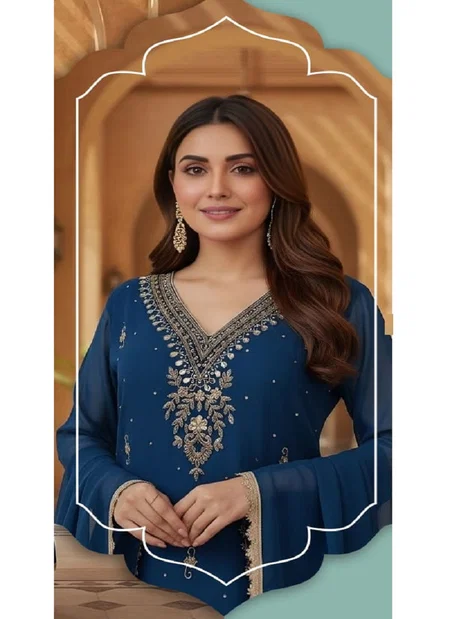 Naisha K 325 Georgette Handwork Top With Bottom Dupatta Bulk Orders In India